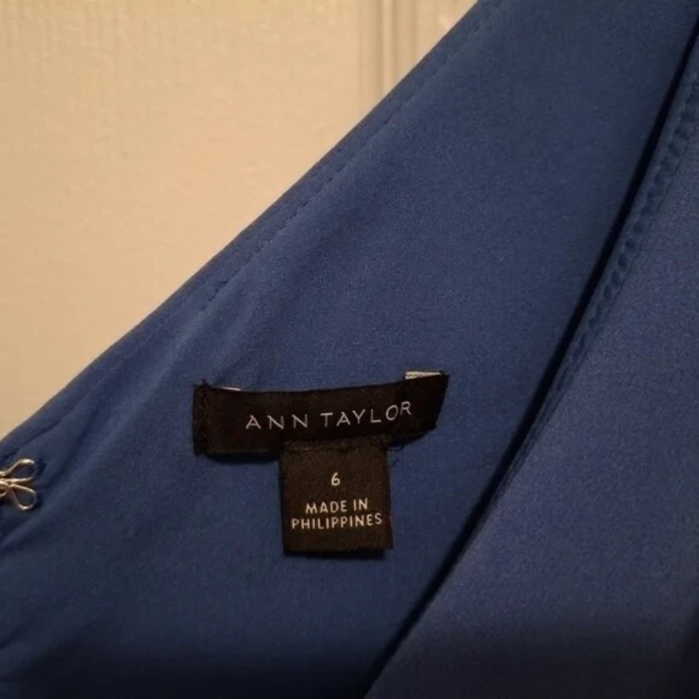 3/$15 Ann Taylor Size‎ 6 Cobalt Blue V Neck Sleeveless A Line Midi Dress - Picture 3 of 5